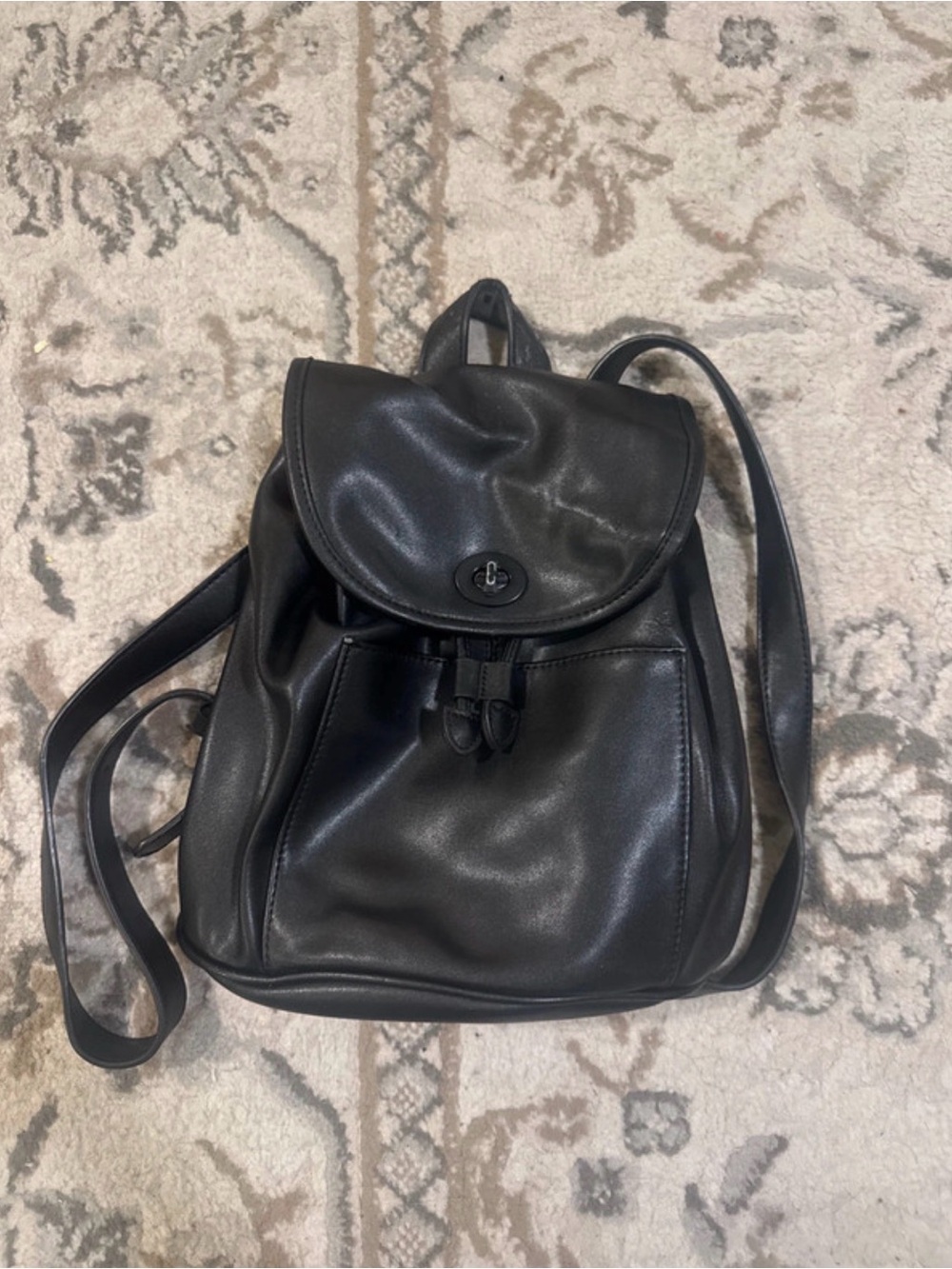 Black Faux Leather Backpack Purse - Classic Everyday Bag